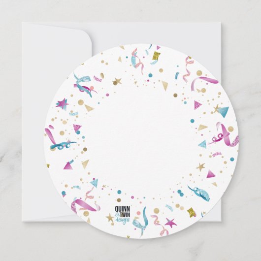 Confetti Party roze en Blue Sparkle Birthday Kaart (Achterkant)