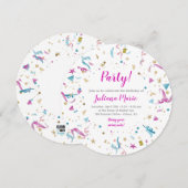 Confetti Party roze en Blue Sparkle Birthday Kaart (Voorkant / Achterkant)
