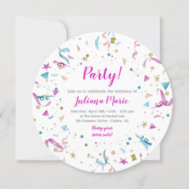 Confetti Party roze en Blue Sparkle Birthday Kaart