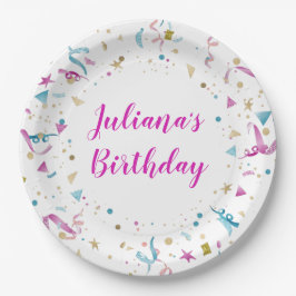 Confetti Party roze en Blue Sparkle Birthday Papieren Bordje