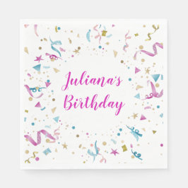 Confetti Party roze en Blue Sparkle Birthday Servet