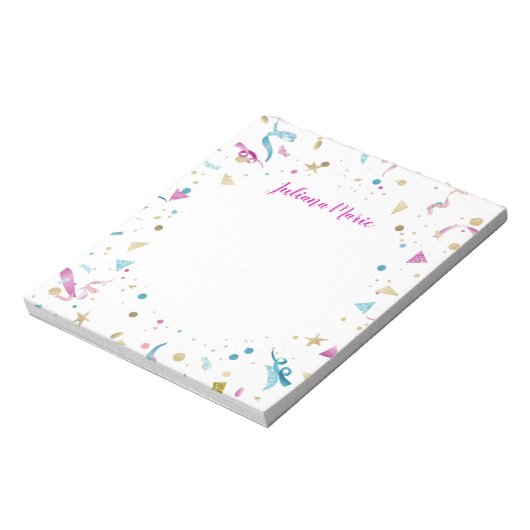 Confetti Party roze en Blue Sparkle Notitieblok (Linkerzijde)