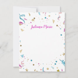 Confetti Party roze en Blue Sparkle Notitiekaartje