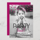 Confetti Party Time Foto Verjaardagsfeest Uitnodig Kaart (Voorkant / Achterkant)