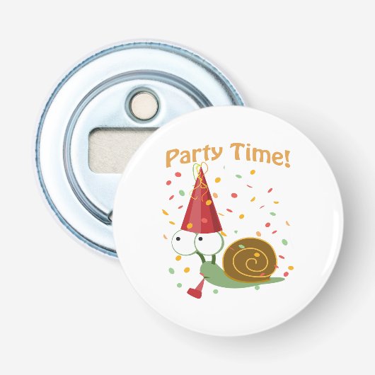Confetti Party Time! slak Button Flesopener (Voorkant)