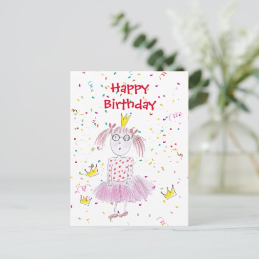 Confetti Party wit Briefkaart (Staand voorkant)