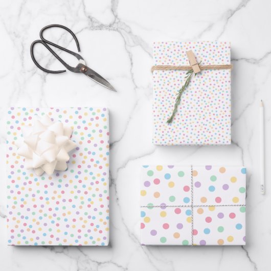 Confetti Pastels (Stippen) Inpakpapier Vel (Voorkant)