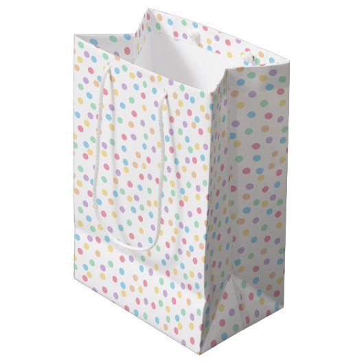 Confetti Pastels (Stippen) Medium Cadeauzakje (Voorkant Gekanteld)