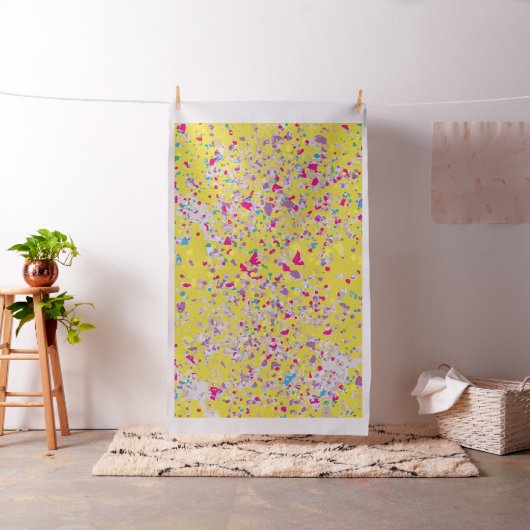 Confetti Pattern Yellow Fabric Stof (Voorbeeld)