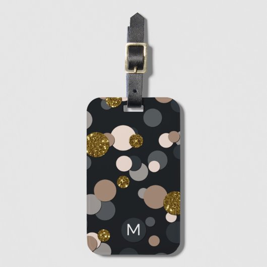 Confetti Peach, Maple, Grey and Gold Glitter Bagagelabel (Voorkant (verticaal))