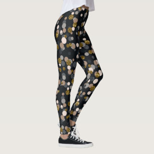 Confetti Peach, Maple, Grey and Gold Glitter Leggings