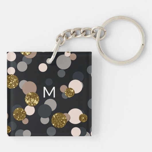 Confetti Peach, Maple, Grey and Gold Glitter Sleutelhanger (Achterkant)