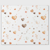Confetti Perzik Chocolade Harten Verjaardag Cadeaupapier (Vlak)