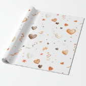 Confetti Perzik Chocolade Harten Verjaardag Cadeaupapier (Uitgerold)