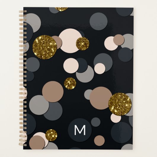 Confetti Perzik, Esdoorn, Grijs en Goud Glitter Planner (Voorkant)