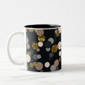 Confetti Perzik, Esdoorn, Grijs en Goud Glitter Tweekleurige Koffiemok (Links)