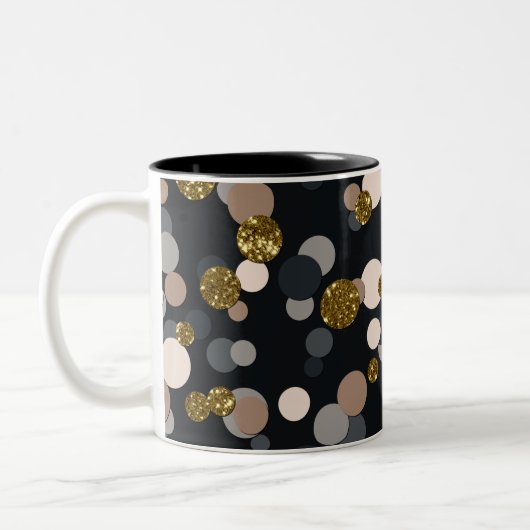 Confetti Perzik, Esdoorn, Grijs en Goud Glitter Tweekleurige Koffiemok (Links)