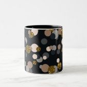 Confetti Perzik, Esdoorn, Grijs en Goud Glitter Tweekleurige Koffiemok (Center)