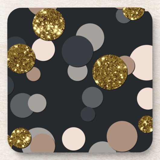 Confetti perzik, esdoorn, grijs en goud glitters bier onderzetter (Voorkant)