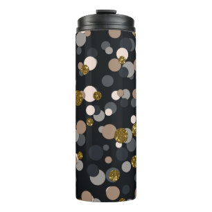 Confetti perzik, esdoorn, grijs en goud glitters thermosbeker