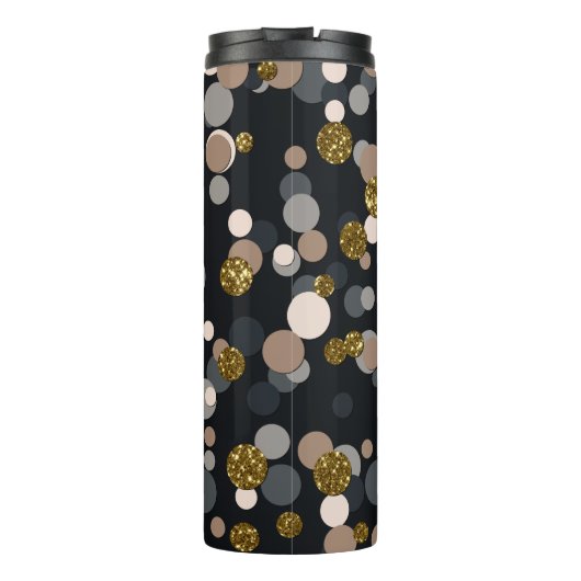 Confetti perzik, esdoorn, grijs en goud glitters thermosbeker (Achterkant)