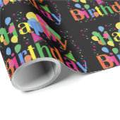 Confetti, Petten van partijen en Zwarte achtergron Cadeaupapier (Rol Hoek)