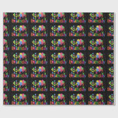 Confetti, Petten van partijen en Zwarte achtergron Cadeaupapier (Vlak)