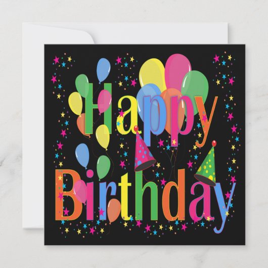 Confetti, Petten van partijen en Zwarte achtergron Kaart (Voorkant)