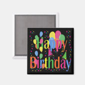 Confetti, Petten van partijen en Zwarte achtergron Magneet (Voorkant / Achterkant)