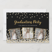 Confetti Photo Collage Gold Graduation Party Kaart (Voorkant)