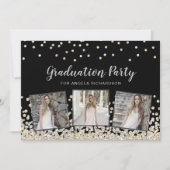 Confetti Photo Collage Silver Graduation Party Kaart (Voorkant)