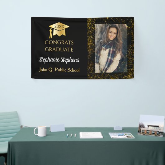 Confetti Photo Congrats Afstuderen naam | School Spandoek (Beurs)