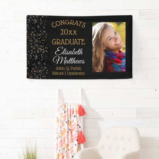 Confetti Photo Congrats Afstuderen naam | School Spandoek (Insitu)