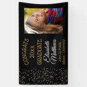 Confetti Photo Congrats Afstuderen naam | School Spandoek (Verticaal)