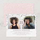 Confetti Photo Surprise Birthday Party Invitation Uitnodiging Briefkaart (Voorkant / Achterkant)
