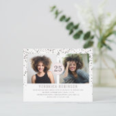 Confetti Photo Surprise Birthday Party Invitation Uitnodiging Briefkaart (Staand voorkant)