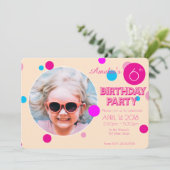 Confetti Pink Peach Girly Fun Photo Birthday Kaart (Staand voorkant)