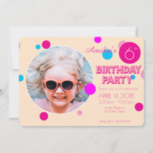 Confetti Pink Peach Girly Fun Photo Birthday Kaart