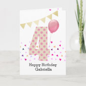 Confetti Pink Polka Dot 4e verjaardag Kaart (Voorkant)