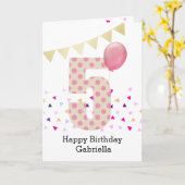 Confetti Pink Polka Dot 5th Birthday Kaart (Gele Bloem)
