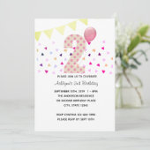 Confetti Pink Polka Dot Gold 2e verjaardag meisje Kaart (Staand voorkant)