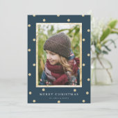 Confetti Polka Dot Holiday Card | marine Feestdagenkaart (Staand voorkant)