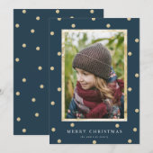 Confetti Polka Dot Kerstkaart | Navy (Voorkant / Achterkant)