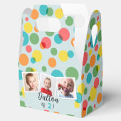 Confetti Polka Dots Jongens Foto Verjaardagsfeest Bedankdoosjes (Geopend)