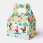 Confetti Polka Dots Jongens Foto Verjaardagsfeest Bedankdoosjes (Voorkant Zijde)