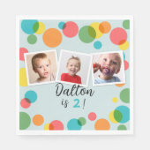 Confetti Polka Dots Jongens Foto Verjaardagsfeest Servet (Voorkant)