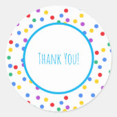 Confetti Polka Dots Kids Birthday Thank You Ronde Sticker (Voorkant)