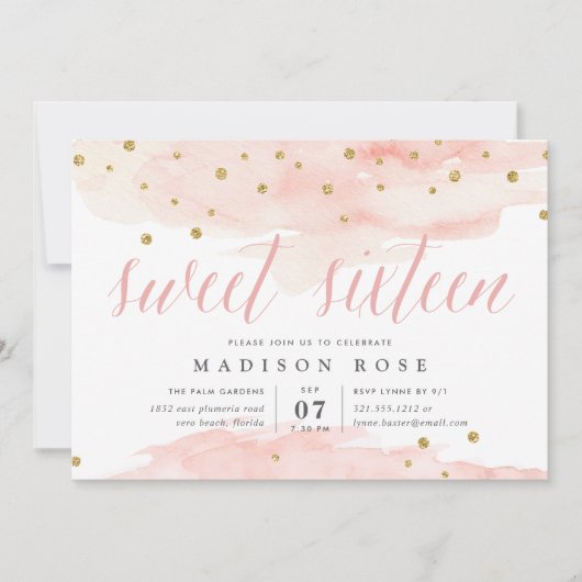 Confetti Pop | Sweet Sixteen Birthday Party Kaart (Voorkant)