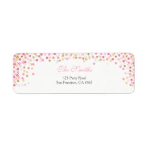 Confetti Return Address Label Roze Gold Girl Baby