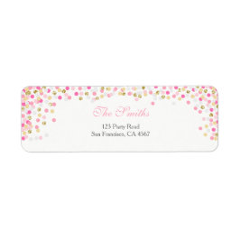 Confetti Return Address Label Roze Gold Girl Baby